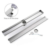 DESFAU Tile Insert Linear Shower Drain, 24-Inch Brushed Nickel Shower Floor Drain JD47032500BN6US#KL