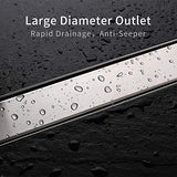 DESFAU Tile Insert Linear Shower Drain, 24-Inch Brushed Nickel Shower Floor Drain JD47032500BN6US#KL