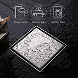 DESFAU Square Shower Drain 6-Inch, Tile Insert Square Drain JD47030900BNUS