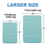 Memory Foam Bath Mat Non Slip Absorbent Bathroom Mat Super Soft Microfiber Bath Mat Set Super Cozy Velvety Bathroom Rug Carpet (Taupe Striped Pattern 17x24-Inches)