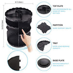 sanipoe 360 Rotating Makeup Organizer, DIY Adjustable Makeup Carousel Spinning Holder Storage Rack, Large Capacity Make up Caddy Shelf Cosmetics Organizer Box, Best for Countertop, Black
