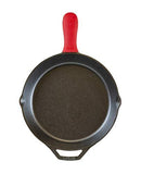 Lodge 12 Inch Cast Iron Skillet. Pre-Seasoned Cast Iron Skillet with Red Silicone Hot Handle Holder.