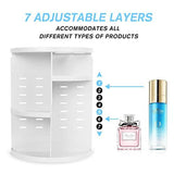 sanipoe 360 Rotating Makeup Organizer, DIY Adjustable Makeup Carousel Spinning Holder Storage Rack, Large Capacity Make up Caddy Shelf Cosmetics Organizer Box, Best for Countertop, Black