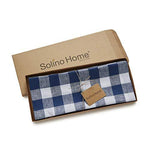 Solino Home 100% Pure Linen Checks Table Runner – Natural & White Check Table Runner – 14 x 72 Inch Runner for Dinner, Indoor and Outdoor Use
