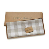 Solino Home 100% Pure Linen Checks Table Runner – Natural & White Check Table Runner – 14 x 72 Inch Runner for Dinner, Indoor and Outdoor Use
