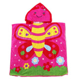 Kids Hooded Beach Bath Towel for Age 2-7 Years - Swim Pool Coverup Poncho Cape Multi-use for Bath/Shower/Pool/Swim 24" x 48" (Butterfly)