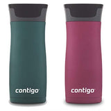 Contigo AUTOSEAL West Loop Vaccuum-Insulated Stainless Steel Travel Mug, 16 oz, Stainless Steel/Monaco Blue, 2-Pack