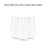 TOSSWARE 9oz Flute - recyclable champagne plastic cup - SET OF 12 - stemless, shatterproof and BPA-free flute glasses