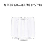 TOSSWARE 9oz Flute - recyclable champagne plastic cup - SET OF 12 - stemless, shatterproof and BPA-free flute glasses