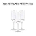 TOSSWARE 9oz Flute - recyclable champagne plastic cup - SET OF 12 - stemless, shatterproof and BPA-free flute glasses