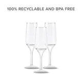 TOSSWARE 9oz Flute - recyclable champagne plastic cup - SET OF 12 - stemless, shatterproof and BPA-free flute glasses