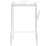 Space Saver Design Metal Storage Organizer Rack/Freestanding Bathroom Shelf w/Magazine Basket, White