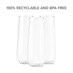 TOSSWARE 9oz Flute - recyclable champagne plastic cup - SET OF 12 - stemless, shatterproof and BPA-free flute glasses