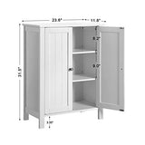 VASAGLE UBCB60W Bathroom Floor Storage Cabinet with Double Door Adjustable Shelf, 23.6”L x 11.8”W x 31.5”H, White