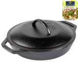 Lodge 12 Inch Cast Iron Skillet. Pre-Seasoned Cast Iron Skillet with Red Silicone Hot Handle Holder.