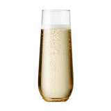 TOSSWARE 9oz Flute - recyclable champagne plastic cup - SET OF 12 - stemless, shatterproof and BPA-free flute glasses