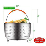 The Original Sturdy Steamer Basket for 6 or 8 Quart Instant Pot Pressure Cooker, 304 Stainless Steel Steamer Insert with Silicone Covered Handle