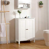 VASAGLE UBCB60W Bathroom Floor Storage Cabinet with Double Door Adjustable Shelf, 23.6”L x 11.8”W x 31.5”H, White