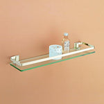 Organize It All Wall Mounting Glass Shelf with Nickle Finish and Rail