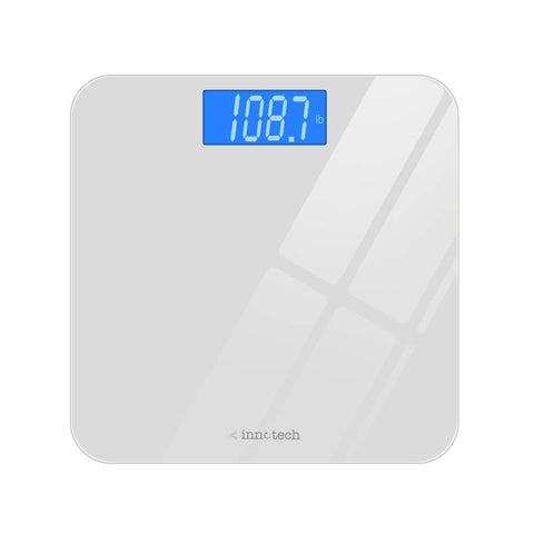 Innotech® Digital Bathroom Scale with Easy-to-Read Backlit LCD (White)