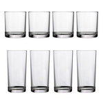 Classic 8-piece Premium Quality Plastic Tumblers | 4 each: 12-ounce and 16-ounce Clear