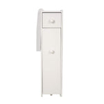 zixijiaju White Slim Bathroom Storage Cabinet Free Standing Toilet Paper Holder Bathroom Cabinet Slide Out Drawer Storage