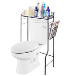 Space Saver Design Metal Storage Organizer Rack/Freestanding Bathroom Shelf w/Magazine Basket, White