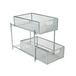 Mind Reader 2 Tier Metal Mesh Storage Baskets Organizer, Home, Office, Kitchen, Bathroom, Silver