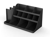 Mind Reader 14 Compartment 3 Tier Large Breakroom Coffee Condiment Organizer, Black