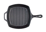 Lodge 10.5 Inch Square Cast Iron Grill Pan. Pre-seasoned Grill Pan with Easy Grease Draining for Grilling Bacon, Steak, and Meats.