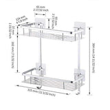 KES 2-Tier Bathroom Shelf No Drill Rectangle Shower Caddy Organizer Aluminum Without Drilling Screw Free Wall Mount Anodized, A4028BDF