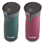 Contigo AUTOSEAL West Loop Vaccuum-Insulated Stainless Steel Travel Mug, 16 oz, Stainless Steel/Monaco Blue, 2-Pack