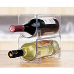 mDesign Plastic Free-Standing Water Bottle and Wine Rack Storage Organizer for Kitchen Countertops, Table Top, Pantry, Fridge - Stackable, Each Rack Holds 1 Bottle, 2 Pack - Clear