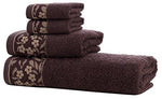 HYGGE Premium Turkish Cotton Towel Set with Floral Jacquard; 1 Bath Towel (27" x 56"); 1 Hand Towel (19" x 32"); 2 Washcloths (12" x 12")