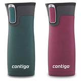 Contigo AUTOSEAL West Loop Vaccuum-Insulated Stainless Steel Travel Mug, 16 oz, Stainless Steel/Monaco Blue, 2-Pack