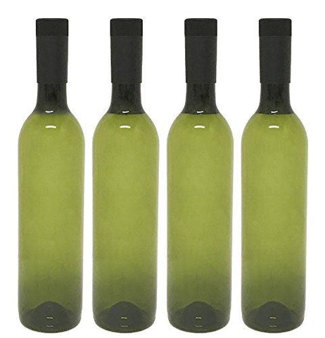 Plastic Wine Bottles & Screw Caps, Green, 750ml - Pack of 4