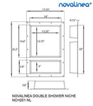 Large Double Recessed Shower Niche, Ready to Tile, 25" x 17" x 3.75" by Novalinea