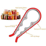 MEYUEWAL Easy Jar Bottle Opener Kit, 5in1 and 4in1 Multi Function Jar Openers, Simple to Use for Children, Elderly and Arthritis Sufferers,Silicone Hand Gripper Aid (Red)