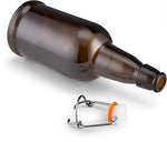 Home Brewing Glass Beer Bottle with Easy Wire Swing Cap & Airtight Rubber Seal -Amber- 16oz - Case of 12 - by Tiabo