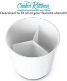 Extra Large and Sturdy Rotating Utensil Holder Caddy with No-Tip Weighted Base, Removable Divider, And Gripped Insert | Rust Proof and Dishwasher Safe by Cooler Kitchen