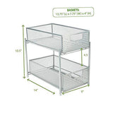 Mind Reader 2 Tier Metal Mesh Storage Baskets Organizer, Home, Office, Kitchen, Bathroom, Silver