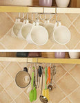 bafvt Coffee Mug Holder - 304 Stainless Steel Cup Rack Under Cabinet, 10Hooks, Fit for The Cabinet 0.8" or Less