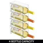 mDesign Plastic Free-Standing Water Bottle and Wine Rack Storage Organizer for Kitchen Countertops, Table Top, Pantry, Fridge - Stackable, Each Rack Holds 1 Bottle, 2 Pack - Clear