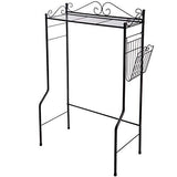 Space Saver Design Metal Storage Organizer Rack/Freestanding Bathroom Shelf w/Magazine Basket, White