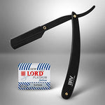 Straight Razor | 100 Single Edge Lord Platinum Saloon Blades | 100% Stainless Steel | Professional Shavette for Close Shaving | Exquisite Design for Classy Gentlemen | Straight Razor Set - BRV MEN