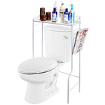 Space Saver Design Metal Storage Organizer Rack/Freestanding Bathroom Shelf w/Magazine Basket, White