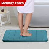 24" x 17" Microfiber Memory Foam Bath Mat with Anti-Skid Bottom Non-Slip Quickly Drying Gray Striped Pattern