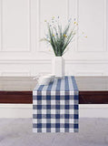 Solino Home 100% Pure Linen Checks Table Runner – Natural & White Check Table Runner – 14 x 72 Inch Runner for Dinner, Indoor and Outdoor Use