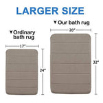 24" x 17" Microfiber Memory Foam Bath Mat with Anti-Skid Bottom Non-Slip Quickly Drying Gray Striped Pattern