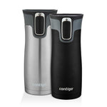 Contigo AUTOSEAL West Loop Vaccuum-Insulated Stainless Steel Travel Mug, 16 oz, Stainless Steel/Monaco Blue, 2-Pack